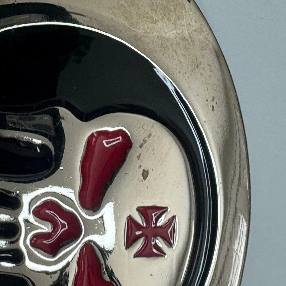 Punisher Skull Belt Buckle Metal Red Black Silver‎ Tone Oval